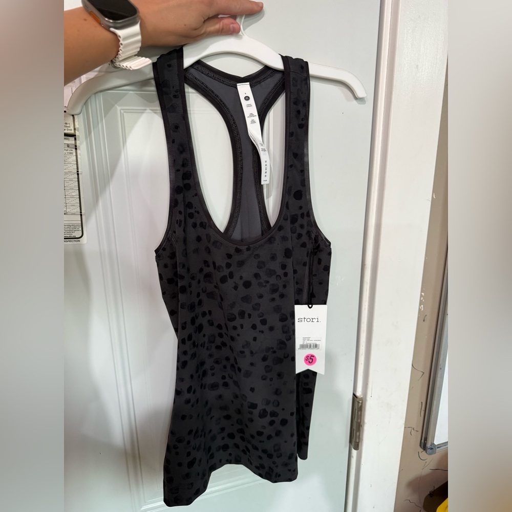 Stori Charcoal Leopard Racerback Tank Top